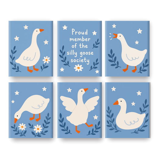 6 Mini Paintings - Silly Goose Society Set - Paint by numbers