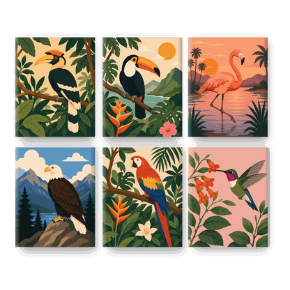 6 Mini Paintings - Exotic Bird Set - Paint by numbers
