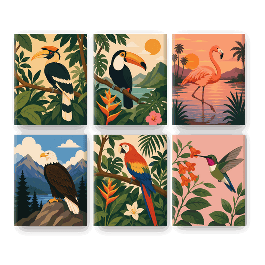 6 Mini Paintings - Exotic Bird Set - Paint by numbers