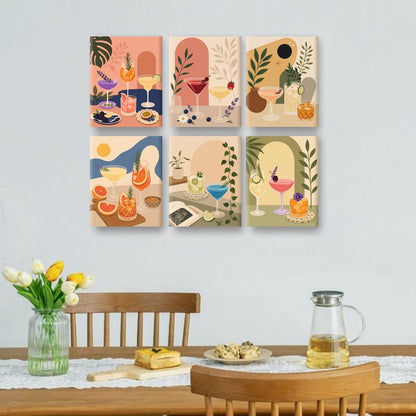 6 Mini Paintings - Botanical Cocktails Set