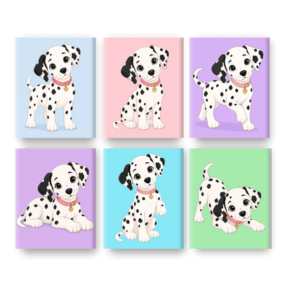 6 Mini Paintings - Dalmatian Puppy Set - Paint by numbers