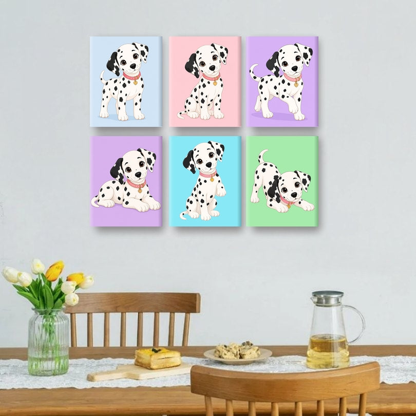 6 Mini Paintings - Dalmatian Puppy Set