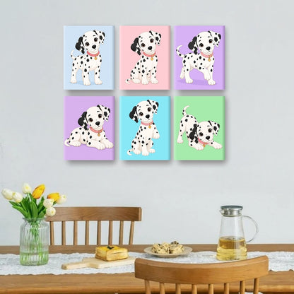 6 Mini Paintings - Dalmatian Puppy Set