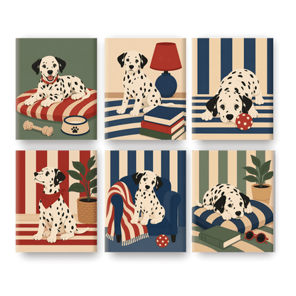 6 Mini Paintings - Cozy Dalmatian Set - Paint by numbers