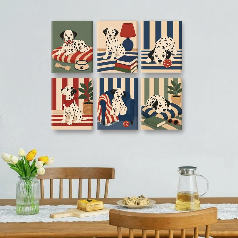 6 Mini Paintings - Cozy Dalmatian Set