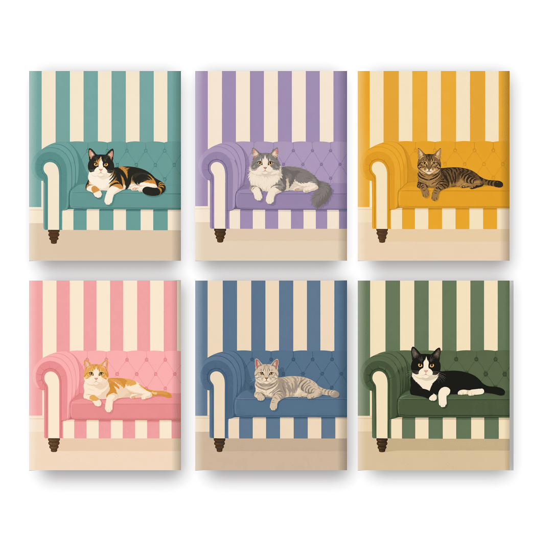 6 Mini Paintings - Cats on Sofas Set - Paint by numbers