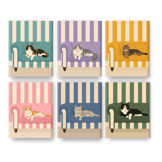 6 Mini Paintings - Cats on Sofas Set - Paint by numbers