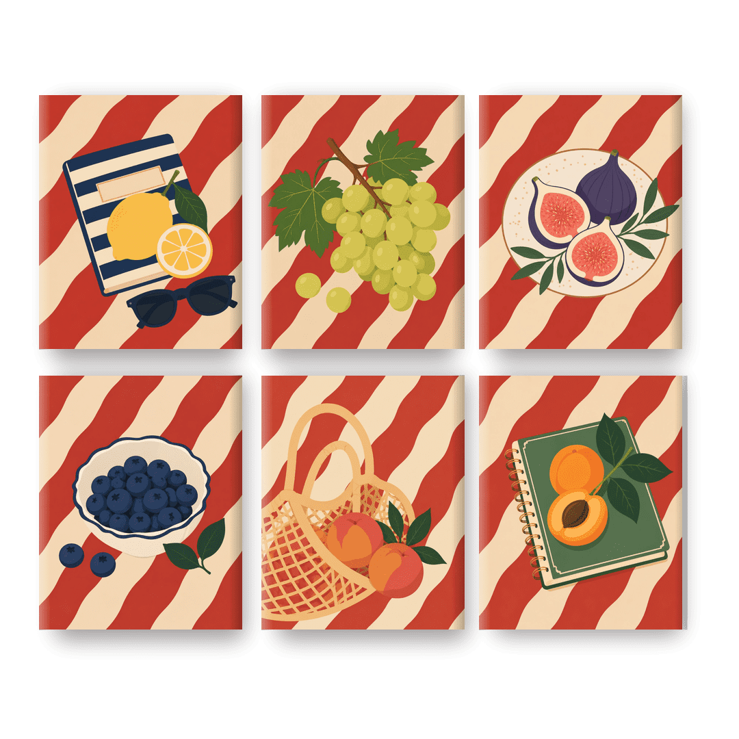 6 Mini Paintings - Summer Market Set - Paint by numbers