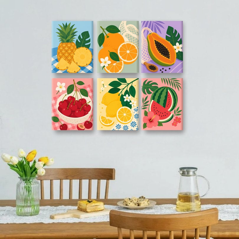 6 mini-peintures - Fruits tropicaux