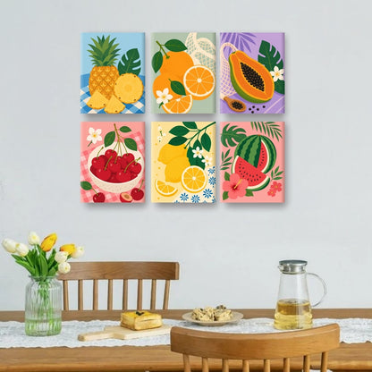 6 mini-peintures - Fruits tropicaux