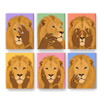6 Mini Paintings - Glamour Lions Set - Paint by numbers