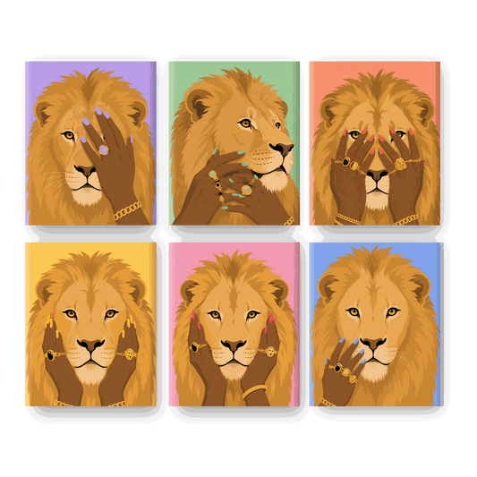 6 Mini Paintings - Glamour Lions Set - Paint by numbers