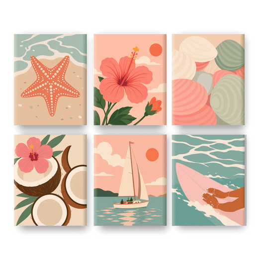 6 Mini Paintings - Tropical Beach Escape Set - Paint by numbers