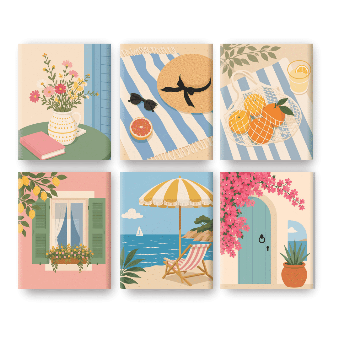 6 Mini Paintings - Mediterranean Getaway Set - Paint by numbers