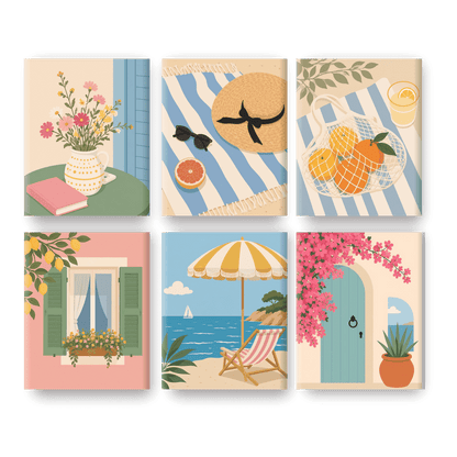 6 Mini Paintings - Mediterranean Getaway Set - Paint by numbers