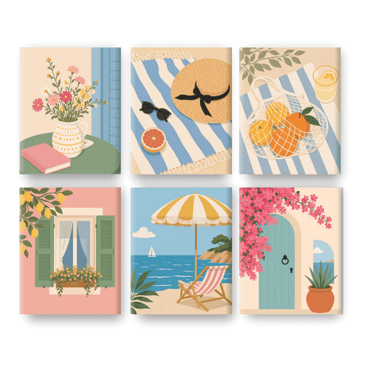 6 Mini Paintings - Mediterranean Getaway Set - Paint by numbers