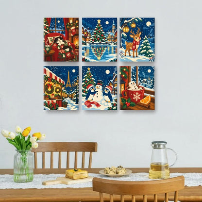6 Mini Quadri - Set Scene della Notte di Natale