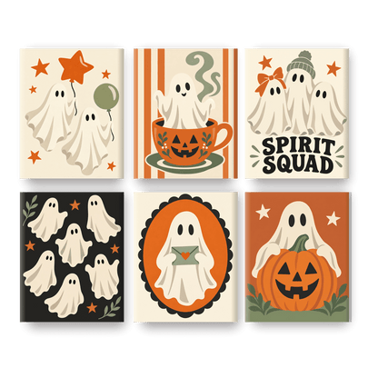 6 Mini Paintings - Friendly Haunts Set - Paint by numbers