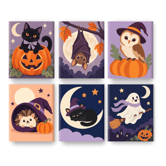 6 Mini Paintings - Lilac Moon Friends Set - Paint by numbers