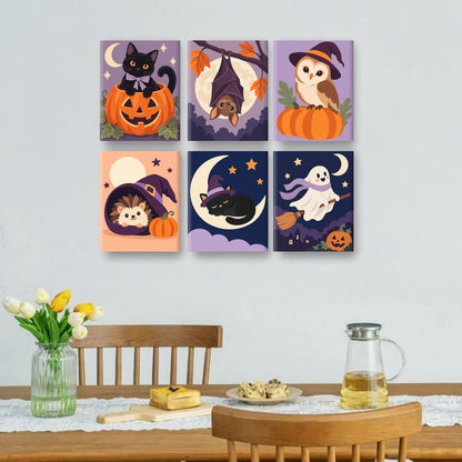 6 Mini Paintings - Lilac Moon Friends Set