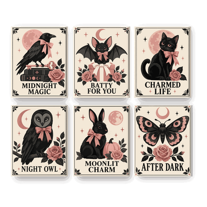 6 Mini Paintings - Vintage Gothic Halloween Set - Paint by numbers
