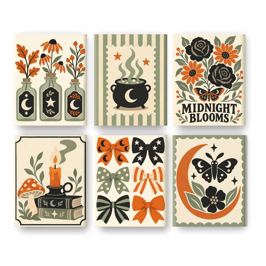 6 Mini Paintings - Botanical Spellbook Set - Paint by numbers