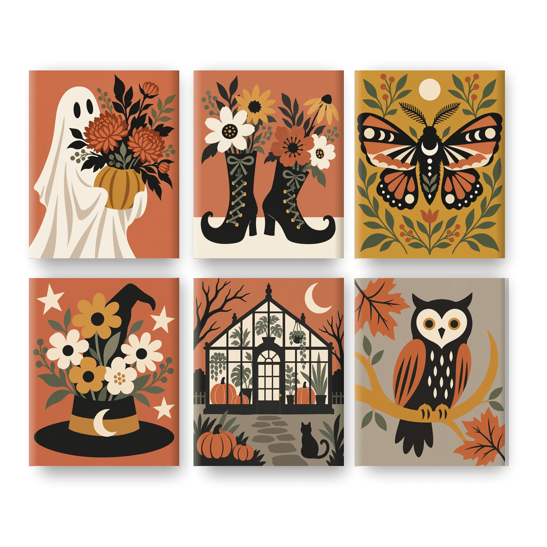 6 Mini Paintings - Autumn Botanical Magic Set - Paint by numbers
