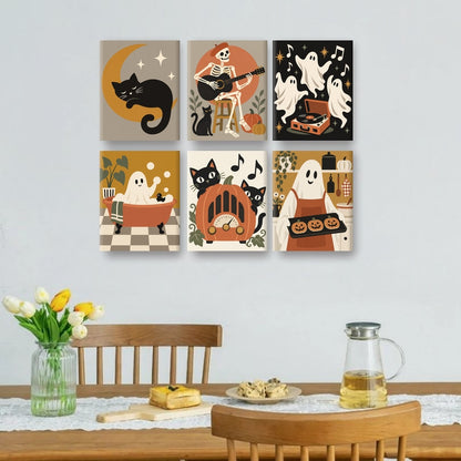 6 Mini Paintings - Playful Vintage Spirits Set