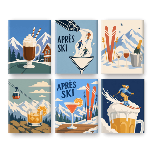 6 Mini Paintings - Après-Ski Drinks Set - Paint by numbers