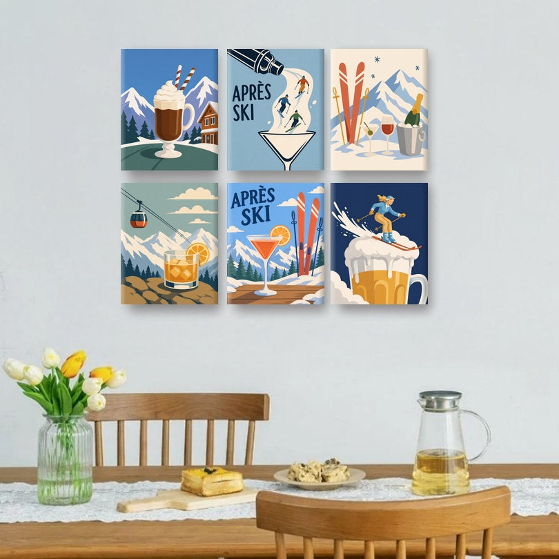 6 Mini Paintings - Après-Ski Drinks Set