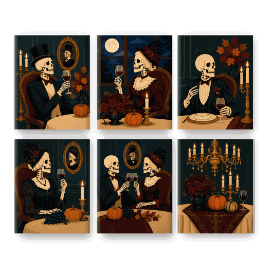 6 Mini Paintings - Dinner After Dark Set - Paint by numbers