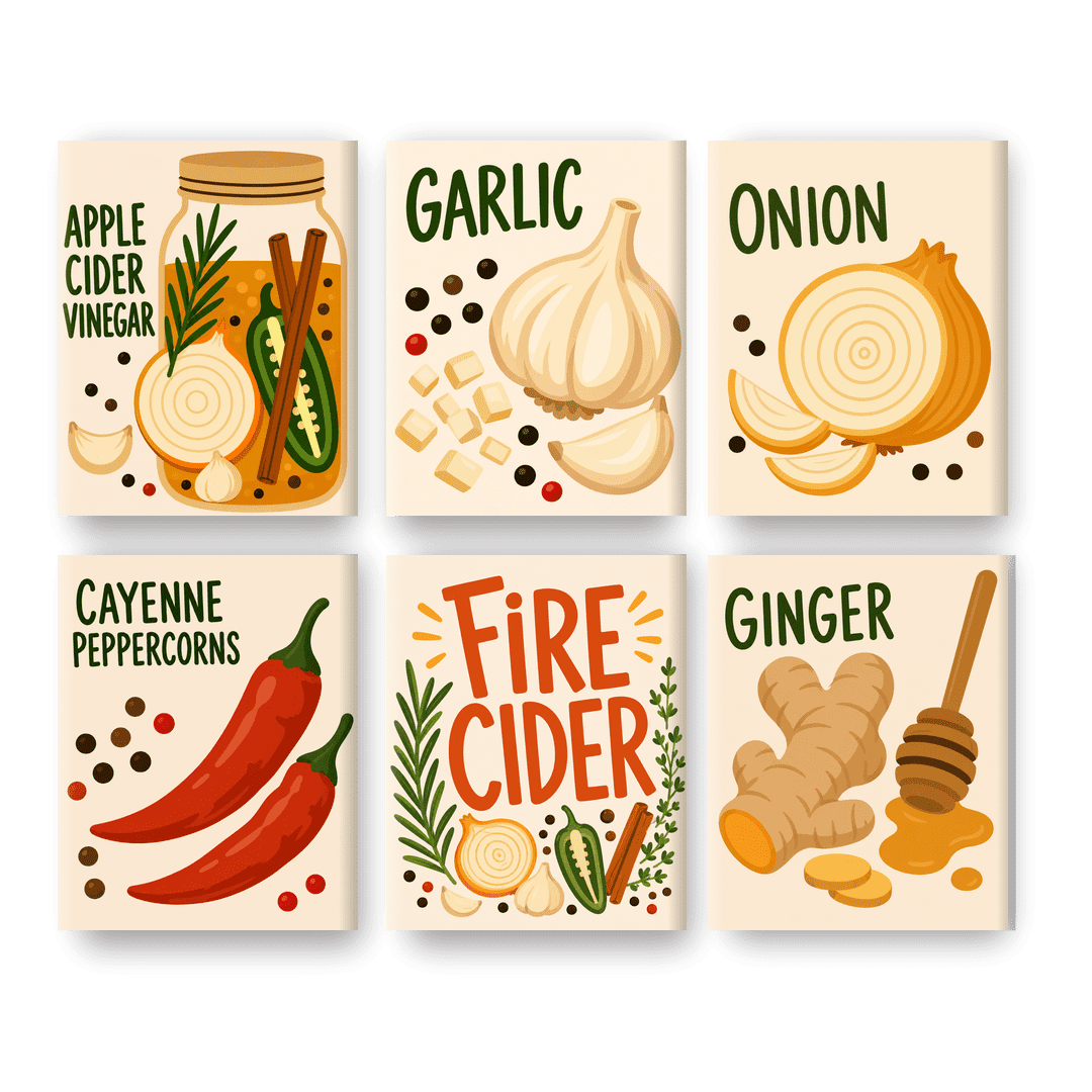 6 Mini Paintings - Fire Cider Set - Paint by numbers