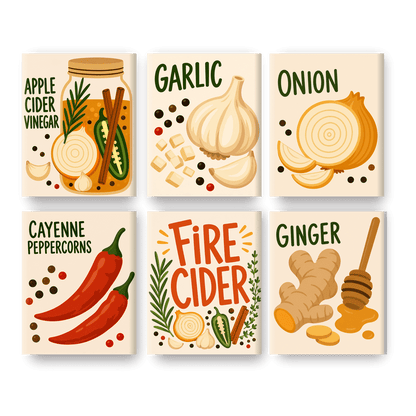 6 Mini Paintings - Fire Cider Set - Paint by numbers