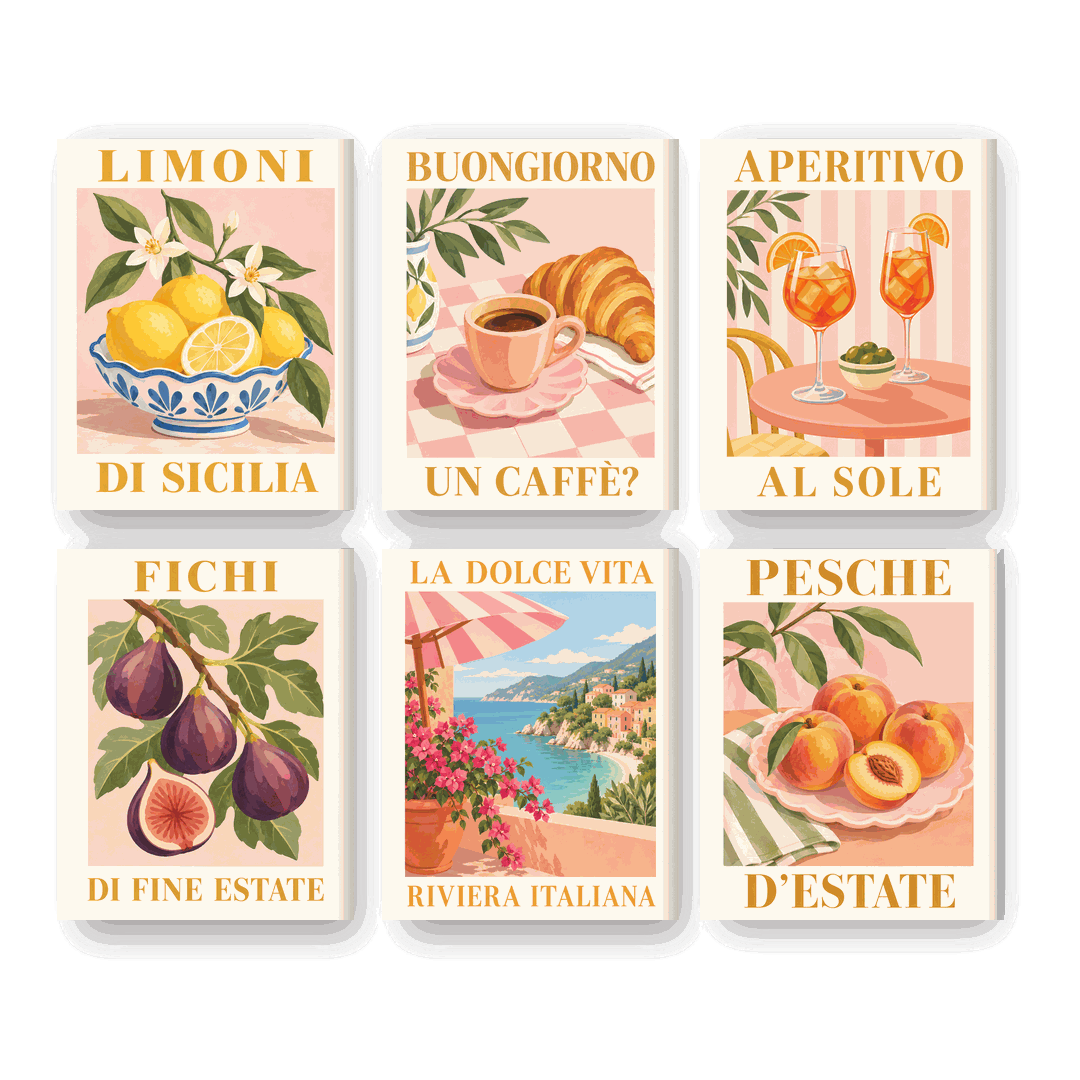 6 Mini Paintings - Italian Mini Paintings Set - Paint by numbers