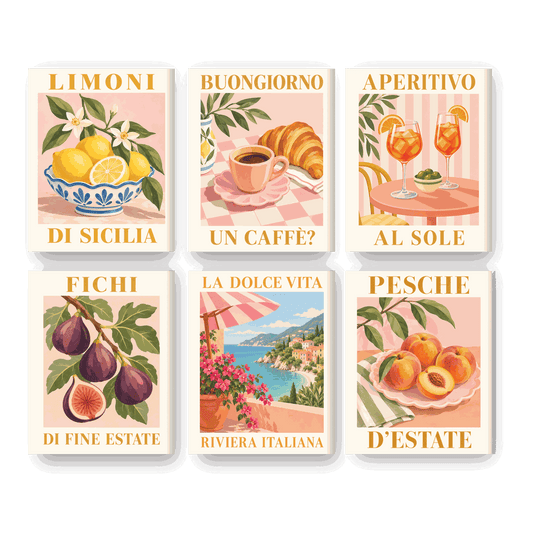 6 Mini Paintings - Italian Mini Paintings Set - Paint by numbers