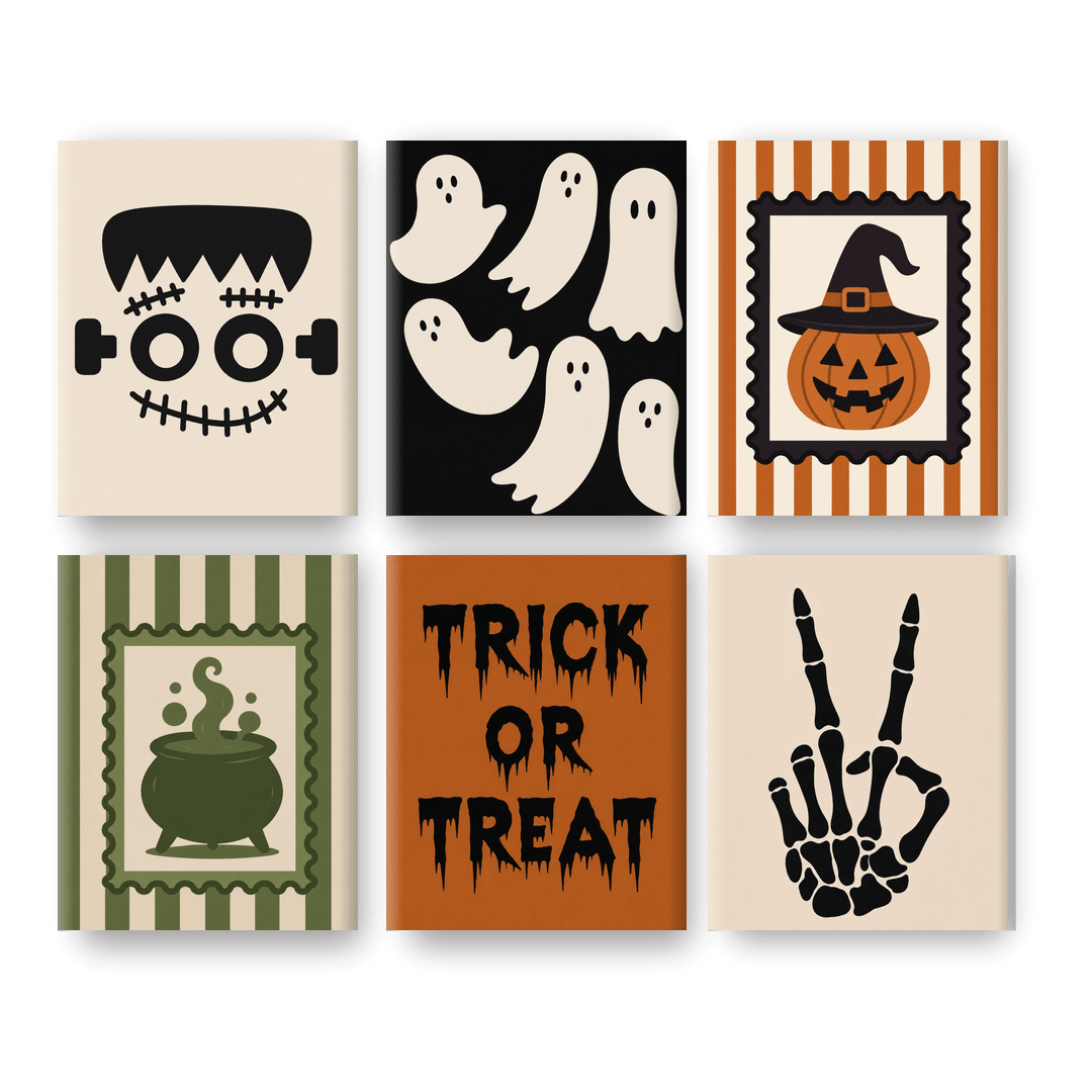 6 Mini Paintings - Modern Spooky Set - Paint by numbers