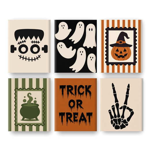 6 Mini Paintings - Modern Spooky Set - Paint by numbers