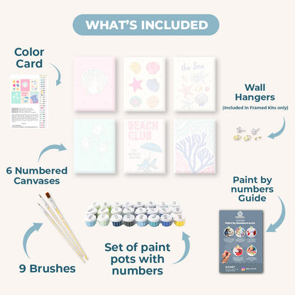 6 Mini Paintings - Beach Club Set