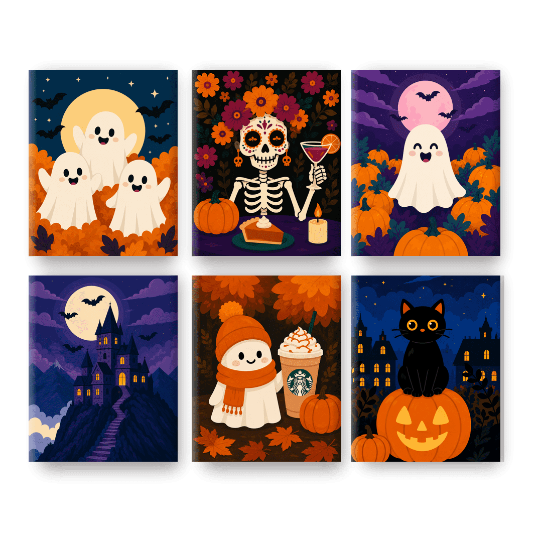6 Mini Paintings - Pumpkin Patch Buddies Set - Paint by numbers