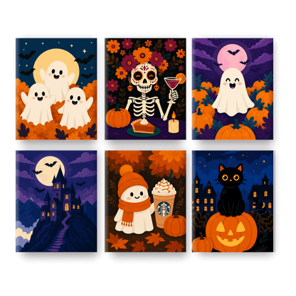 6 Mini Paintings - Pumpkin Patch Buddies Set - Paint by numbers