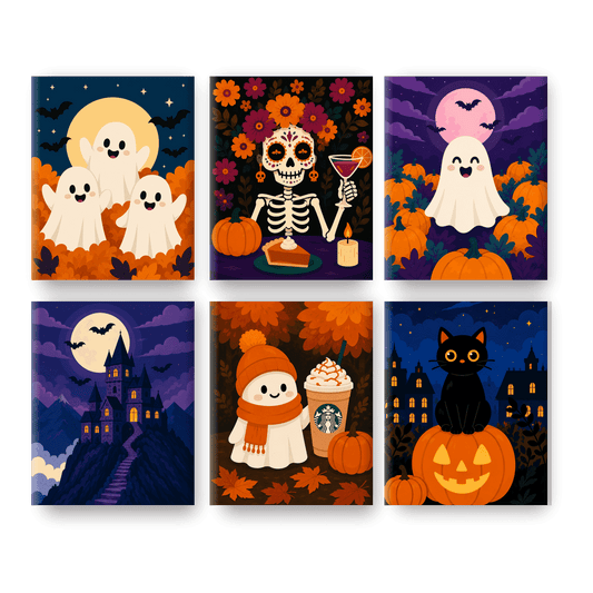 6 Mini Paintings - Pumpkin Patch Buddies Set - Paint by numbers