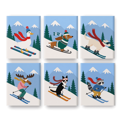 6 Mini Paintings - Ski Buddies Set - Paint by numbers