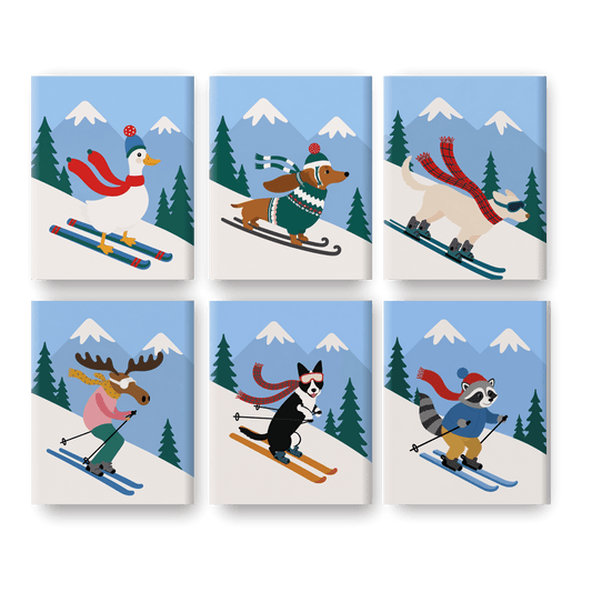 6 Mini Paintings - Ski Buddies Set - Paint by numbers