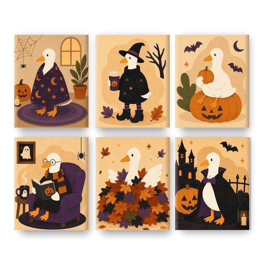 6 Mini Paintings - Spooky Goose Squad Set - Paint by numbers