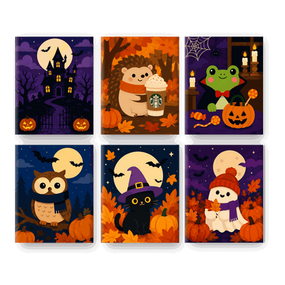 6 Mini Paintings - Spooky Pals Set - Paint by numbers