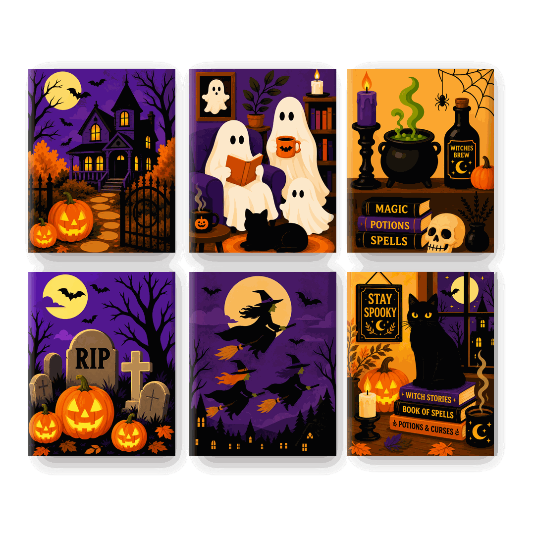 6 Mini Paintings - Witchy Nights Set - Paint by numbers
