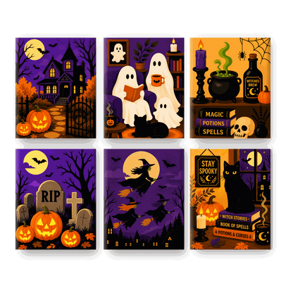 6 Mini Paintings - Witchy Nights Set - Paint by numbers