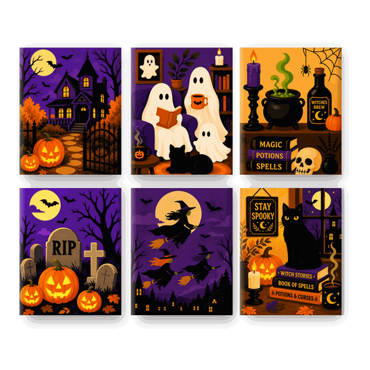 6 Mini Paintings - Witchy Nights Set - Paint by numbers