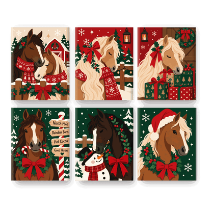 6 Mini Paintings - Christmas Horses Set - Paint by numbers