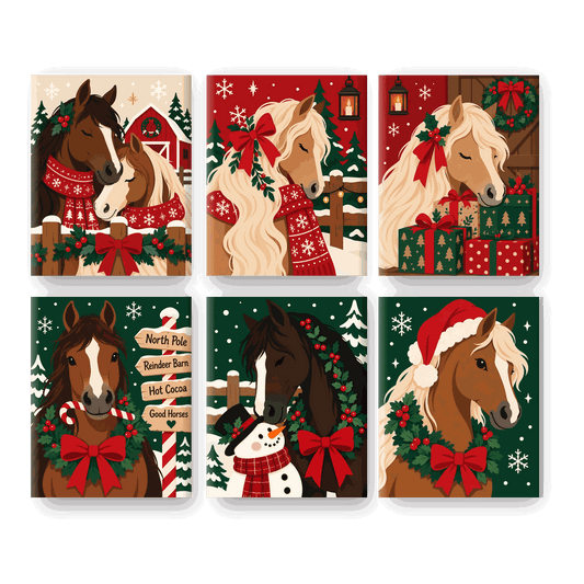 6 Mini Paintings - Christmas Horses Set - Paint by numbers